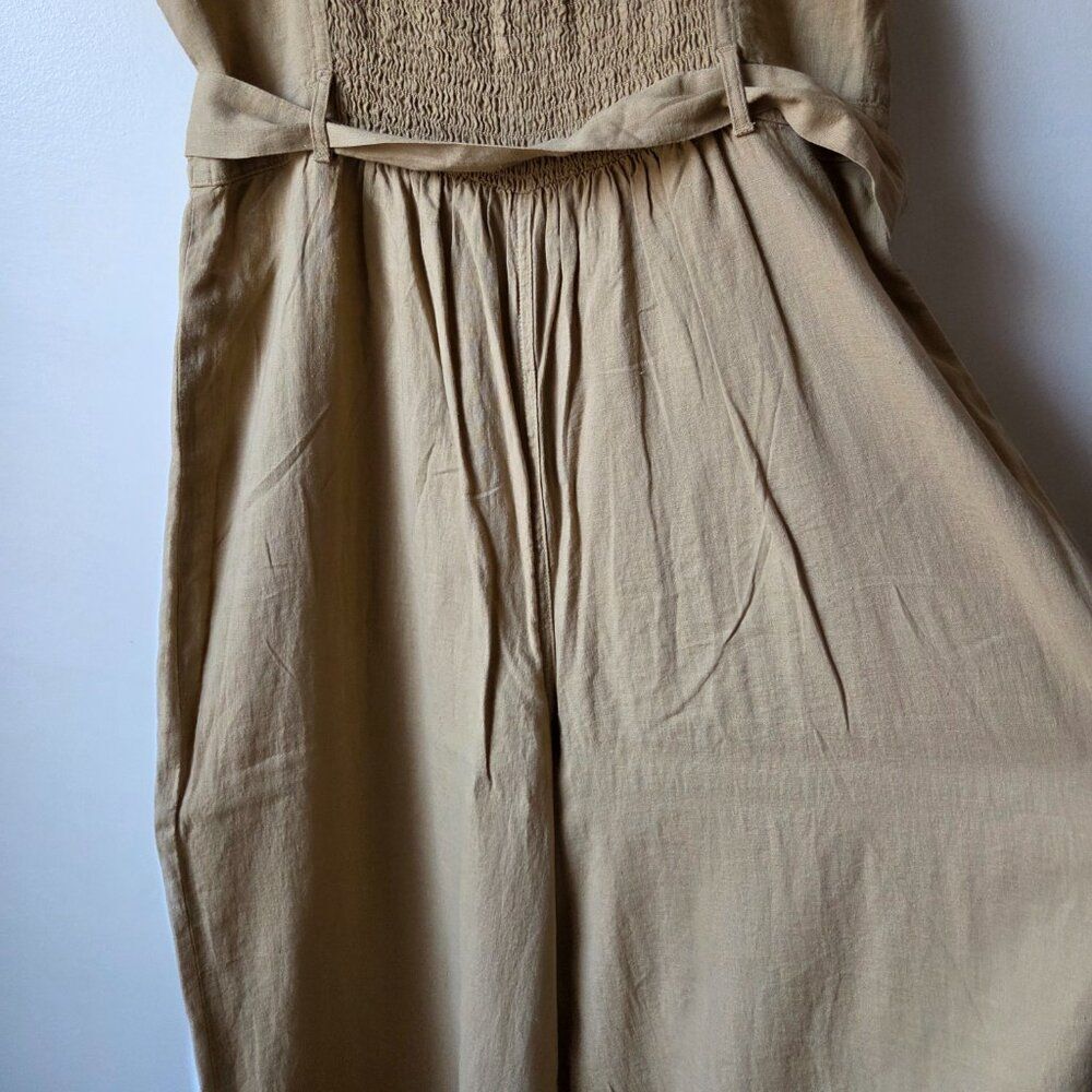 NWT AMERICAN EAGLE TAN LINEN BLEND BUTTONED JUMPSUIT SIZE M - Picture 10 of 16